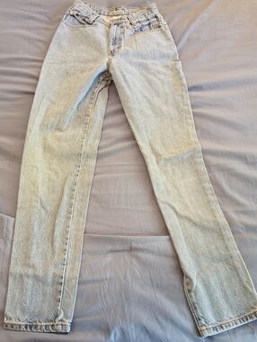 Vintage 80s 90s Skoozi Denim High Waist Slim Straight Leg Mom Jeans Women Sz 3